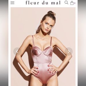 Fleur du Mal XS Pink Bullet Satin Bodysuit